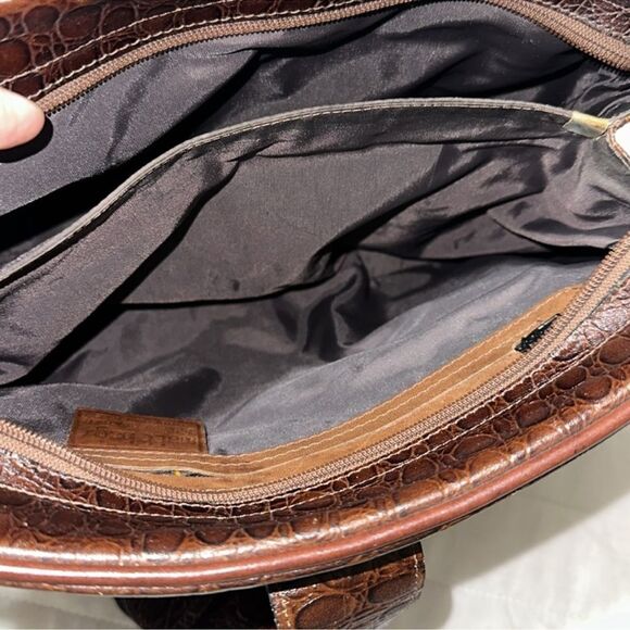 Matt Bags Croc Print Pebbled Chestnut Brown Genuine Leather Crossbody Bag - Picture 12 of 15